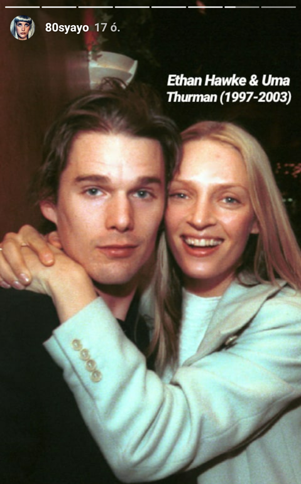 Az egyik legfurcsább pár a kilencvenes évekből: Uma Thurman és Ethan Hawke. A Gattaca című film forgatásán jöttek össze, házasok voltak 1998–2005. között. Egy lányuk is született. Egy 22 éves kanadai modell miatt szakítottak, aki a színész szeretője volt.