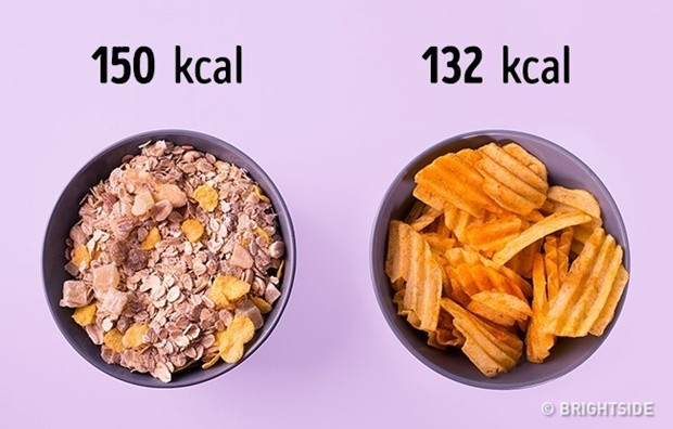 100 g müzli - 1 kis tál chips