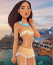Pocahontas menő vadnyugat stílusú bikinit viselne Pocahontas menő vadnyugat stílusú bikinit viselne